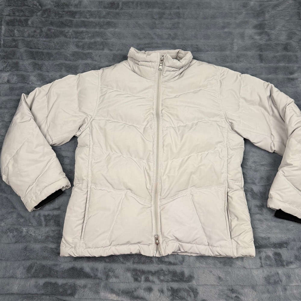 Eddie Bauer Womens Goose Down Puffer Jacket Gray Full Zip Quilted Coat Size M